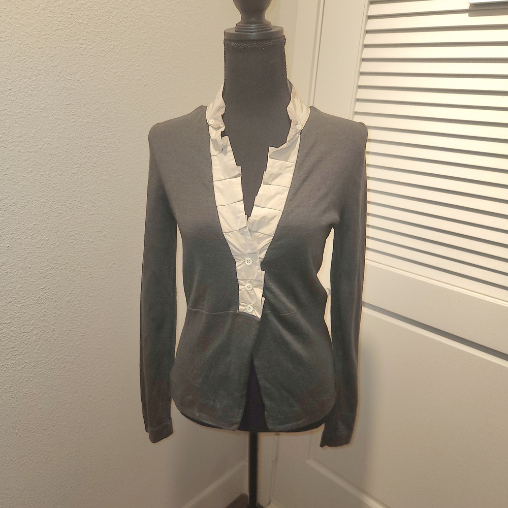 Fabiana Filippi Elegant Gray Cardigan with Cream Accents